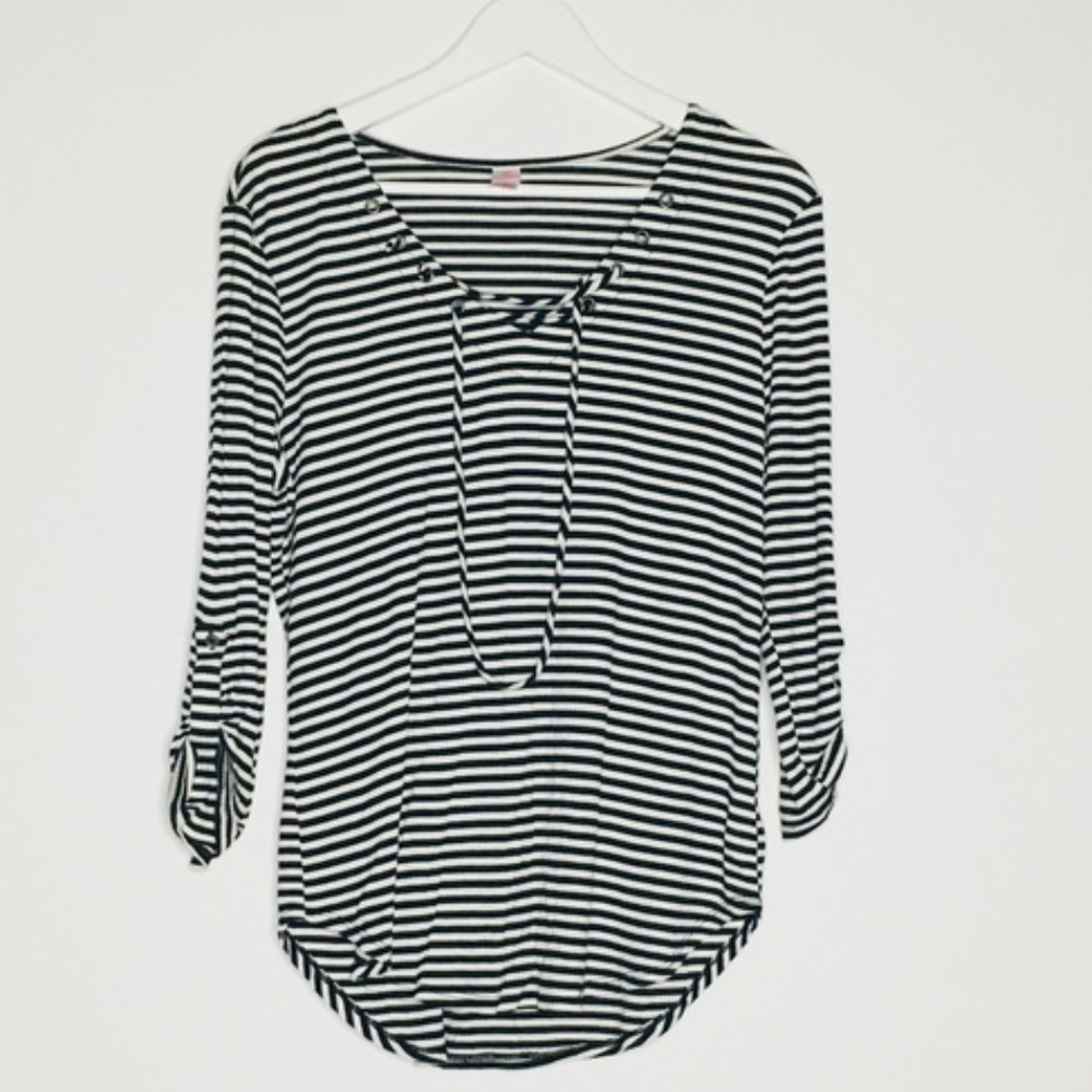 No Boundaries Striped Long-sleeved T-shirt Top-XL